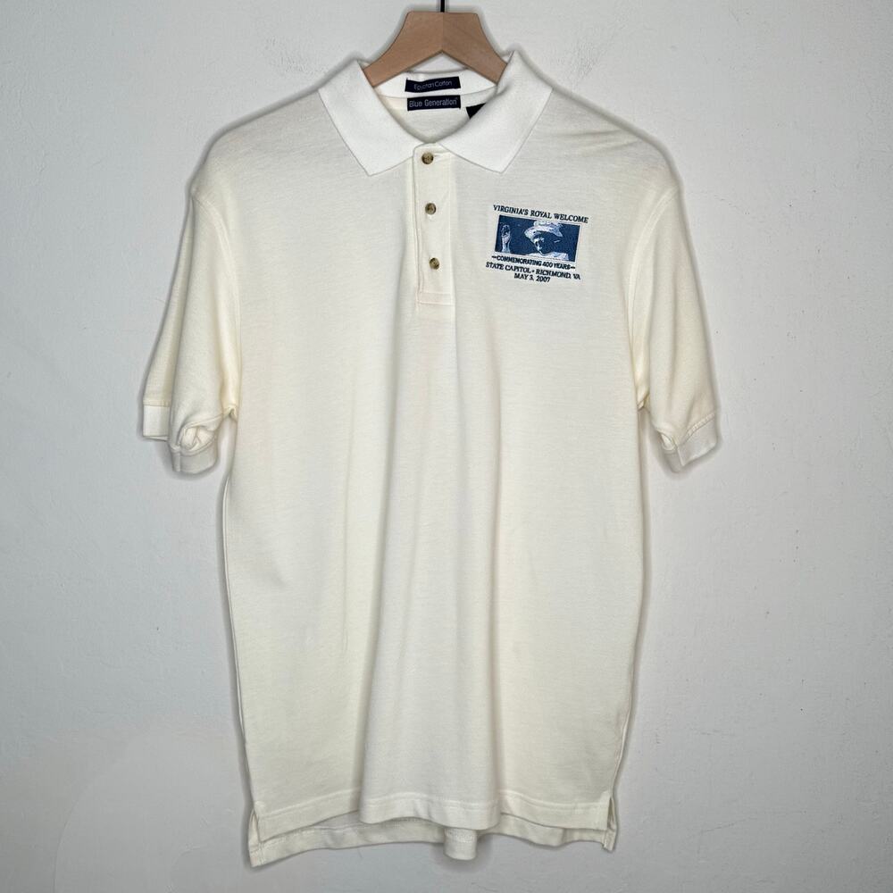 Blue Generation Men's S Queen Elizabeth Virginia 2007 Polo Shirt Y2K Preppy